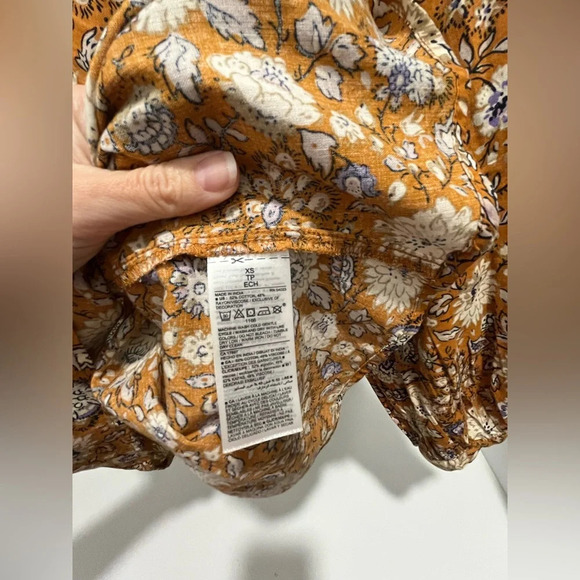 Old Navy Floral Print Tie-Neck Swing Blouse oversized bohemian Flowy top xs - Picture 9 of 9
